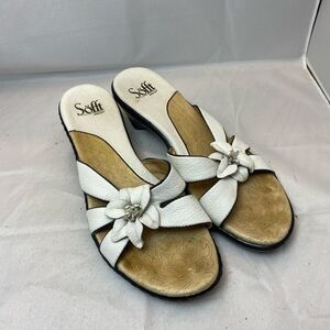 Sofft grace white leather heeled sandal 8M flower